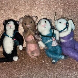 Urban Outfitters Roost Yoga Cats Ornament Set x 6